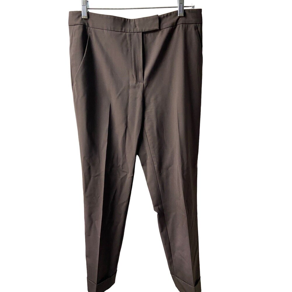 Per Se Womens Brown Size 6 Cuffed Dress Slacks Trousers